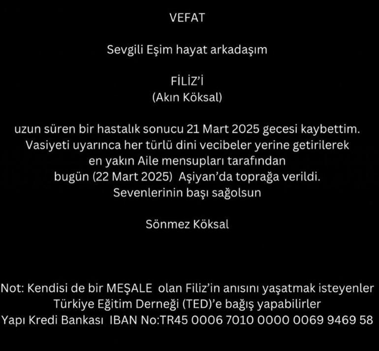 Son Dakika Haberleri: Usta sanatçı Filiz Akın, isteğiyle hayatını kaybetti, sessizce gömüldü